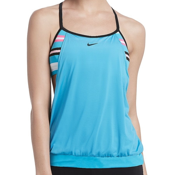 NIKE Layered Racerback Scoopneck Tankini Top